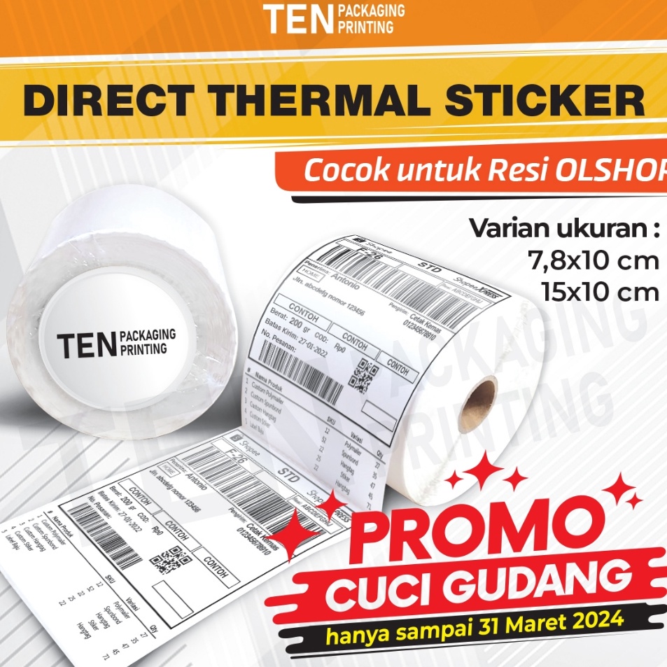

Paket Terbaru Kertas Thermal 1x15 mm isi 5 Pcs Label thermal barcode Roll A6