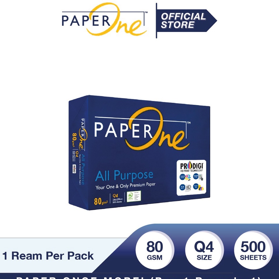 

Best Quality PaperOne Kertas Quarto 8gr All Purpose 1 Rim 5 lembar Kertas HVS Q4 Kertas Fotocopy