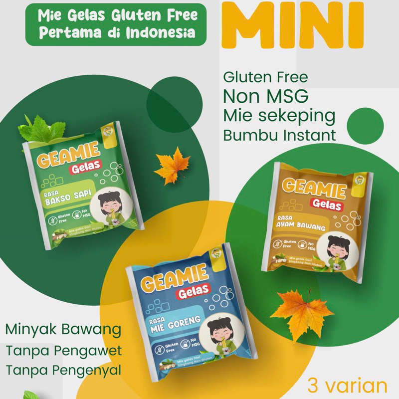 MINIAZKA - MIE GELAS MINI DAN JUMBO GEAMIE GLUTEN FREE NON MSG TANPA PENGAWET