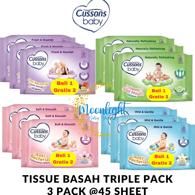 Grosiran Murah CUSSONS BABY Wipes  Tisu basah  Tissue Bayi  Tisue Basah Bayi Set Beli 1 Gratis 2