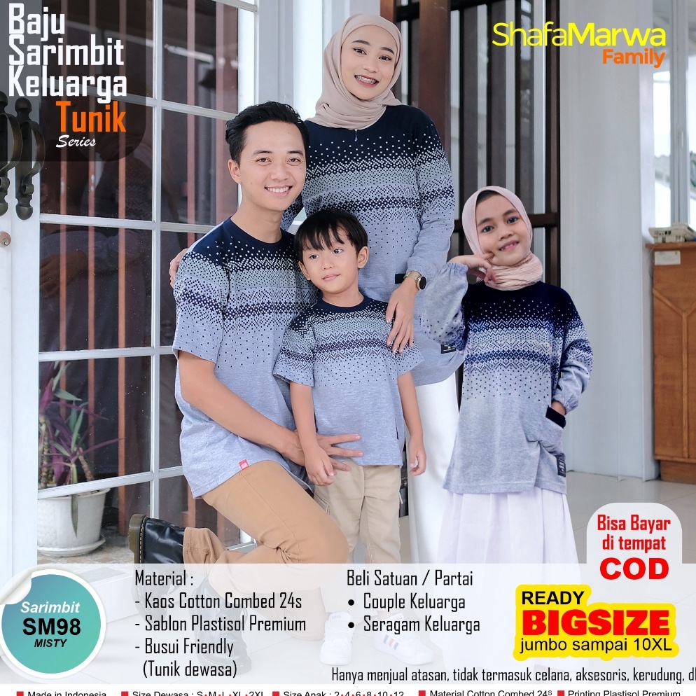 Promosi Menarik ShafaMarwa Kaos Sarimbit Keluarga Original Baju Couple Atasan Tunik Family Set Musli