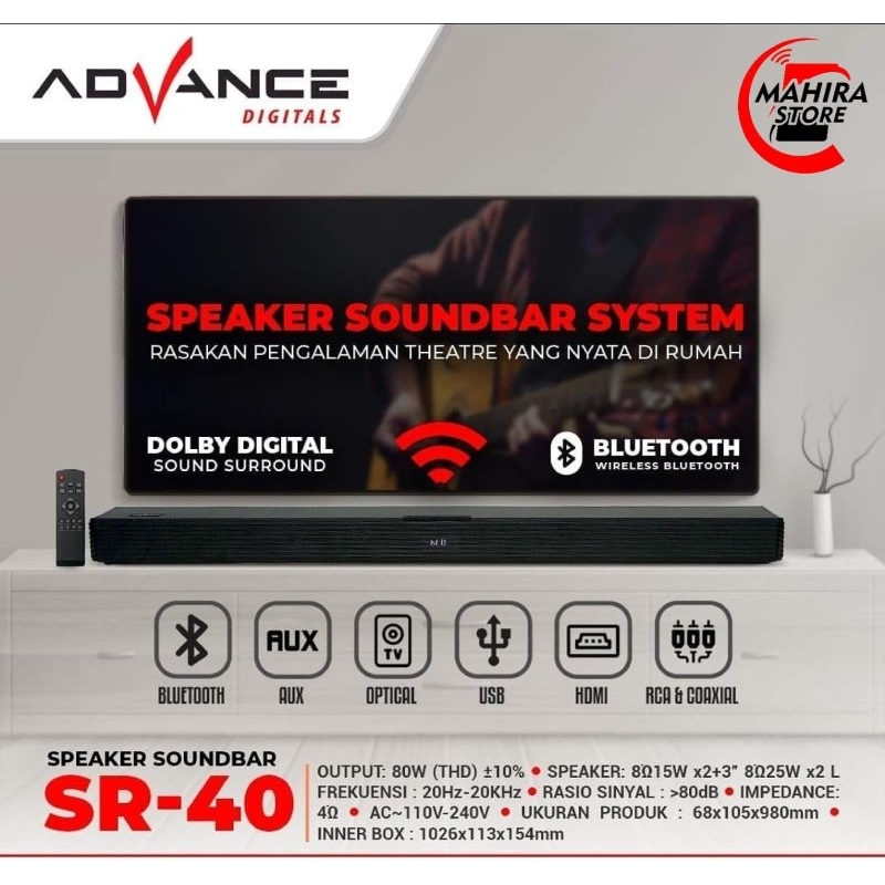 ADVANCE SPEAKER SOUNDBAR BT SR-40