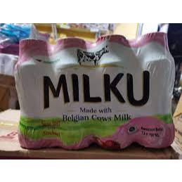 

MINUMAN SUSU UHT MILKU RASA STRAWBERRY KEMASAN BOTOL 200 ML 1 PAK ISI 12 PCS