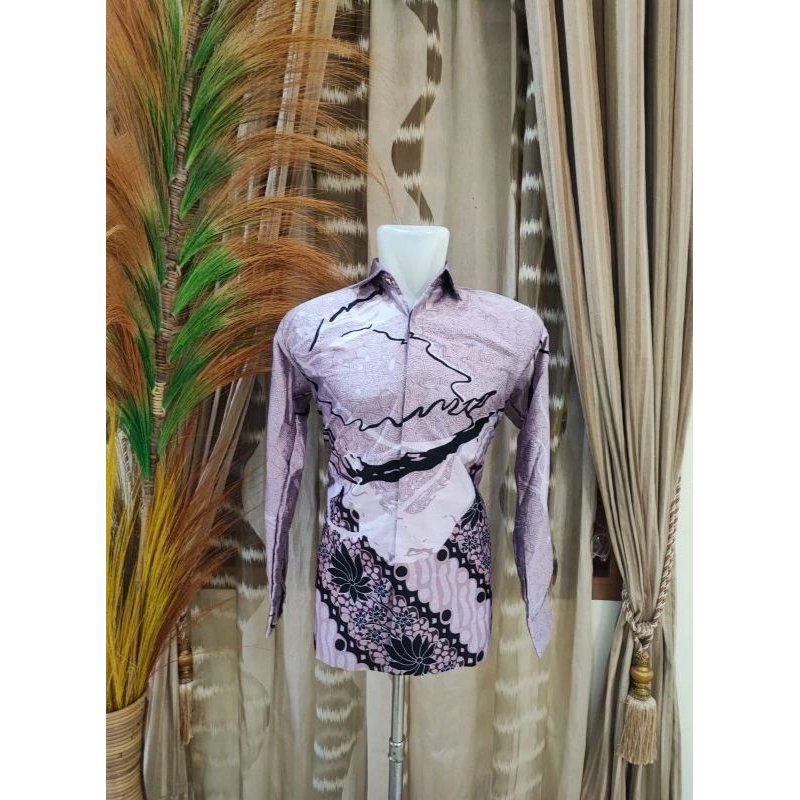 kemeja batik pria rose pink salem taro