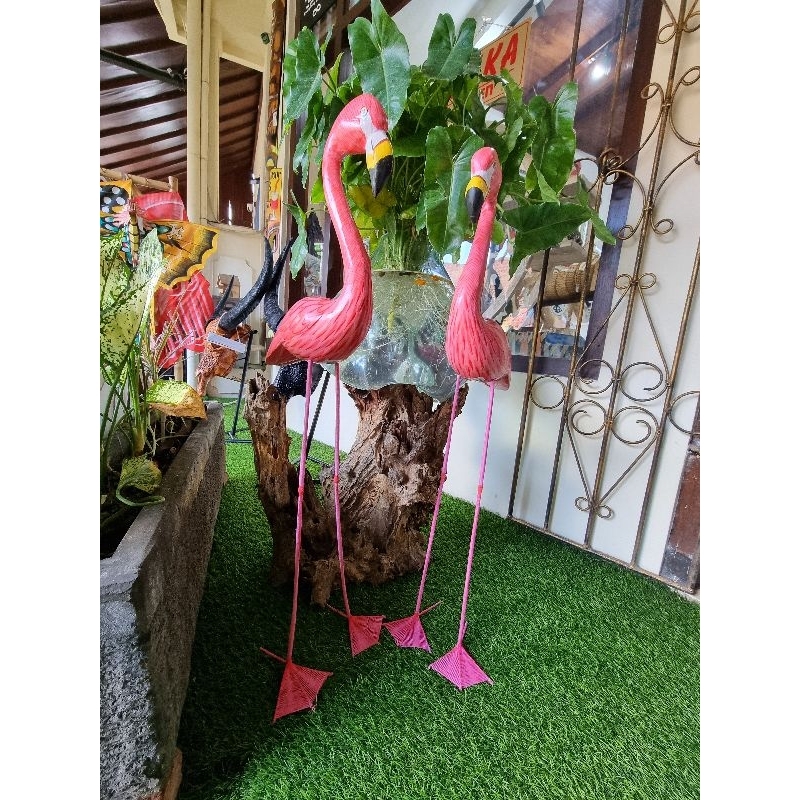 Pink Flamingo Bahan Kayu Hiasan Taman