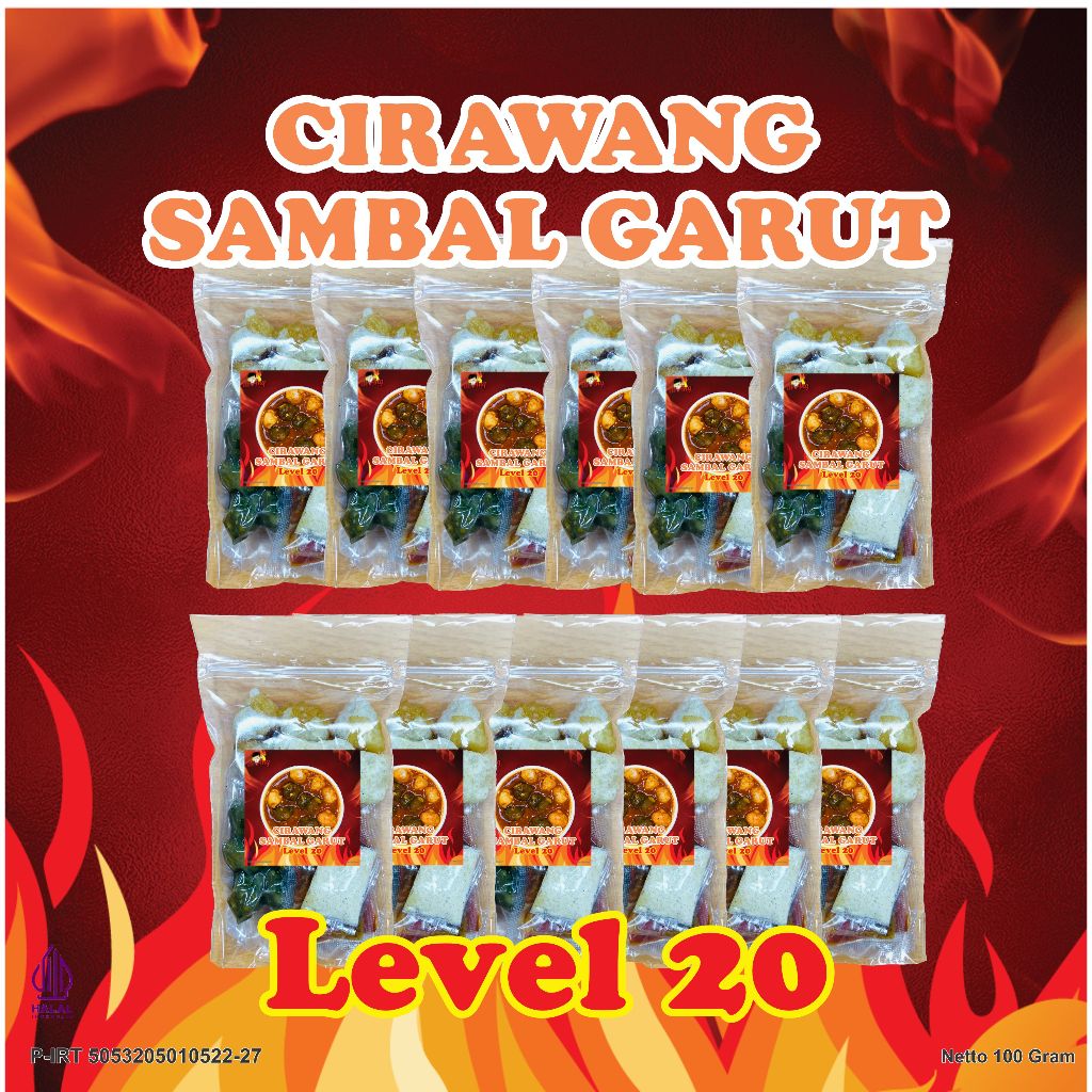 

12 Pcs Cirawang Sambal Garut Level 20 Bakso Aci Instan Tulang Rawan Bawang
