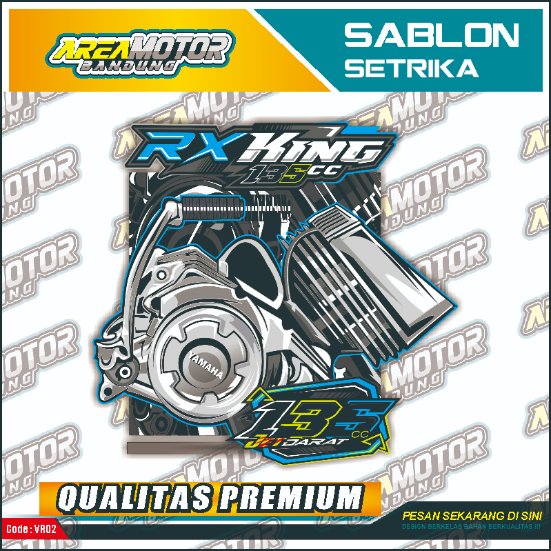 

Print sablon DTF/cetak sablon DTF/sablon setrika siap press 1 sisi Tema Motor Mesin RX KING Blue Uk A4 / A3