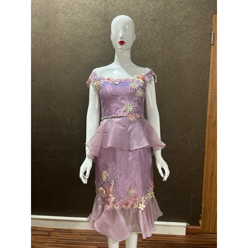 gaun pesta mewah elegan ungu preloved