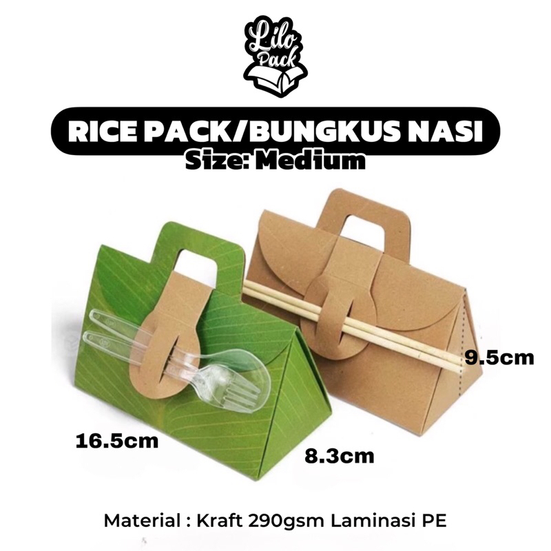 [ECER min. 10 pcs] Rice Pack Bungkus Nasi Lunch Box Kekinian Size Medium | Kemasan Pembungkus Nasi M