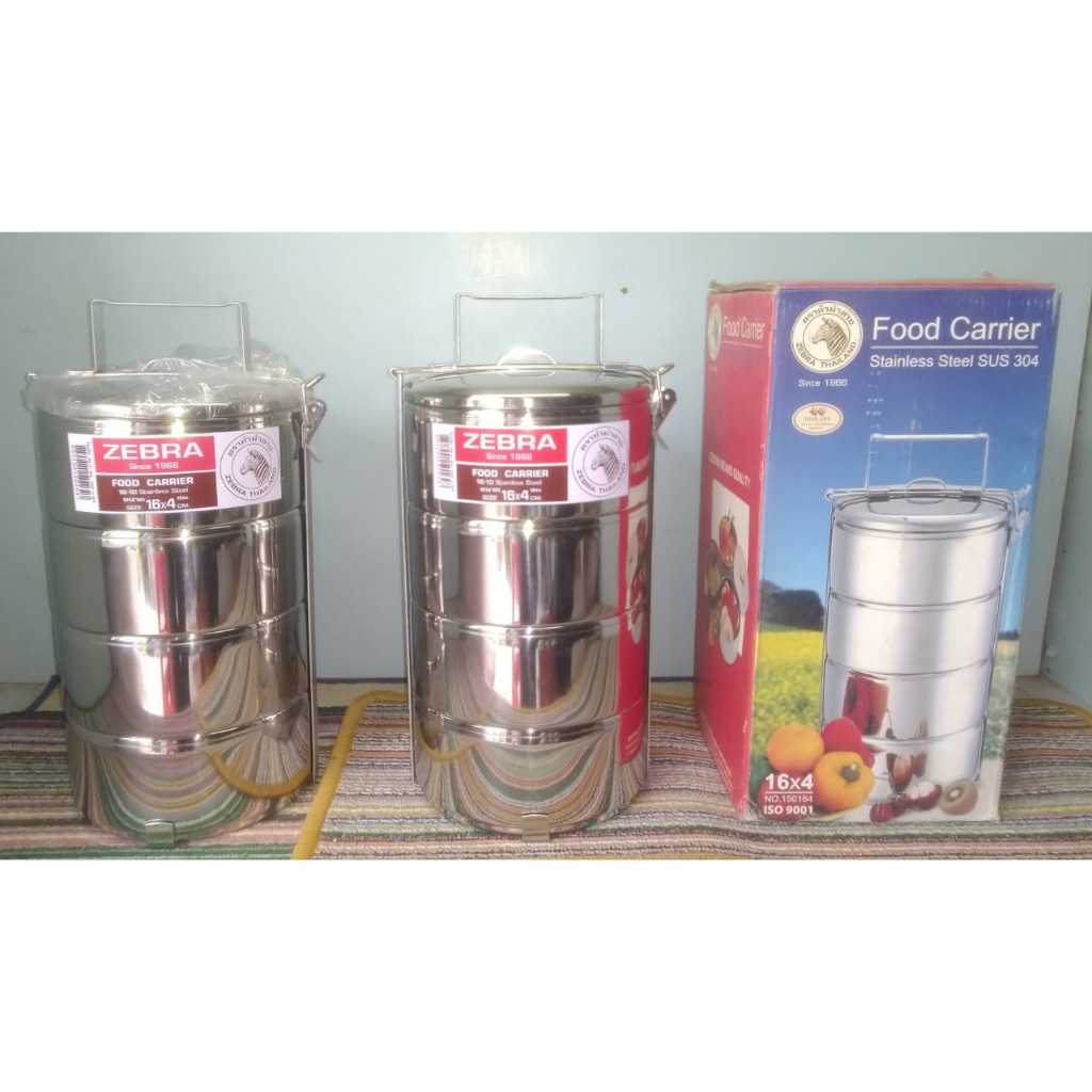 Rantang Stainless Steel 14cm X 4 / 16cm X 4 / ZEBRA Thailand / Stainless Steel