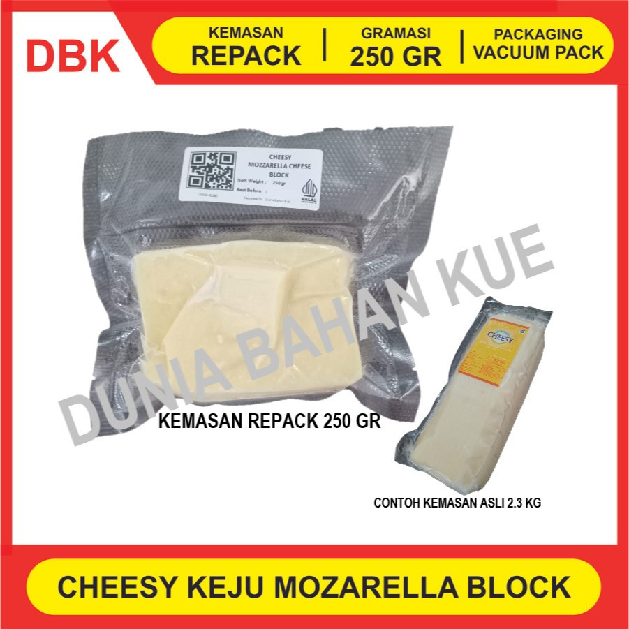 

CHEESY KEJU MOZARELLA REPACK 250 GR / MOZZARELLA / MOZARELA CHEESE