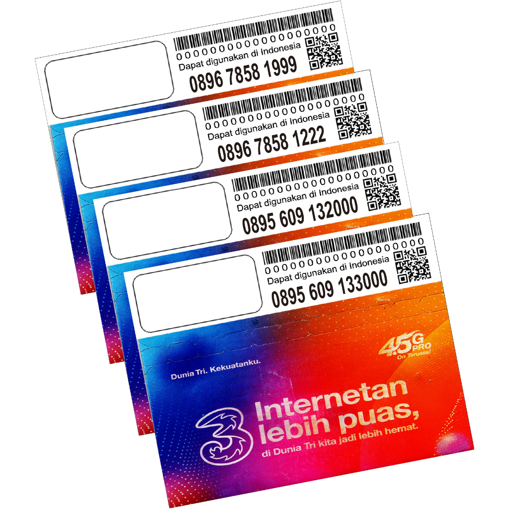 Nomor Cantik Tri 000 0000 222 333 666 999 3333 9999 Nomer Rapi Perdana Three Prabayar Reguler