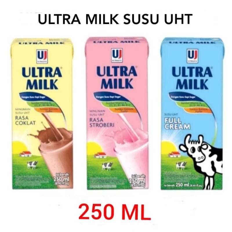 

Ultra Milk - Susu UHT Coklat/ Stroberi/ Full Cream 250ml