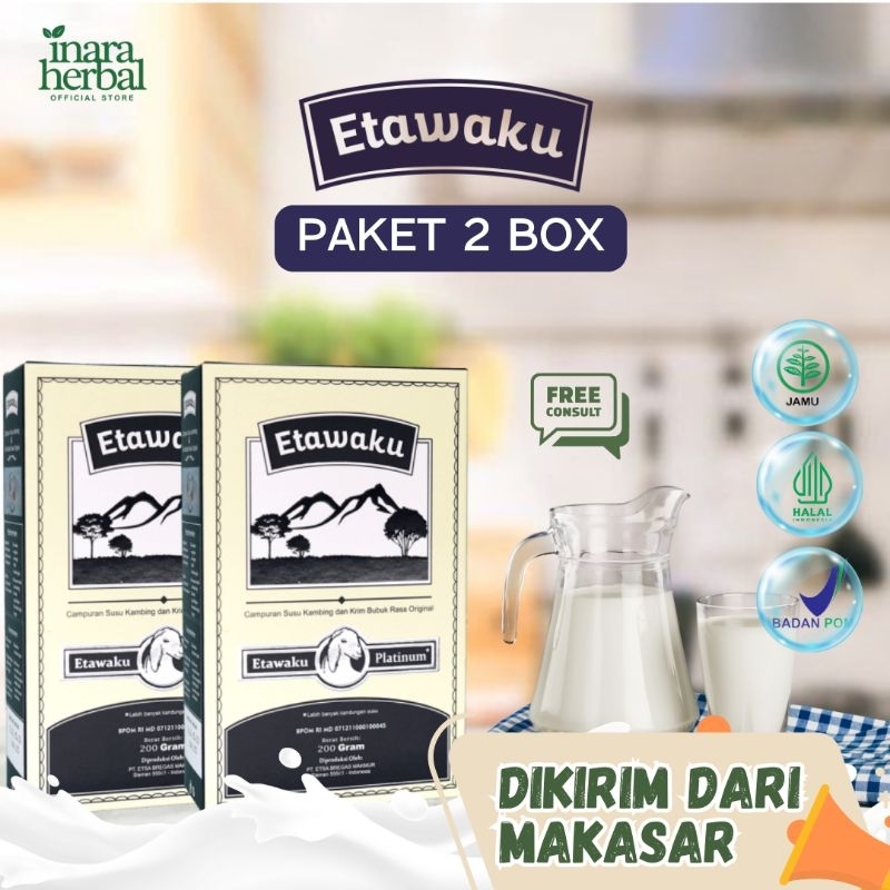 

PAKET 2 BOX SUSU KAMBING ETAWAKU PLATINUM - Susu kambing Etawa bubuk asli dengan krimer nabati bantu atasi masalah pernafasan lambung nyeri sendi original 100% distributor resmi langsung dikirim dari makassar