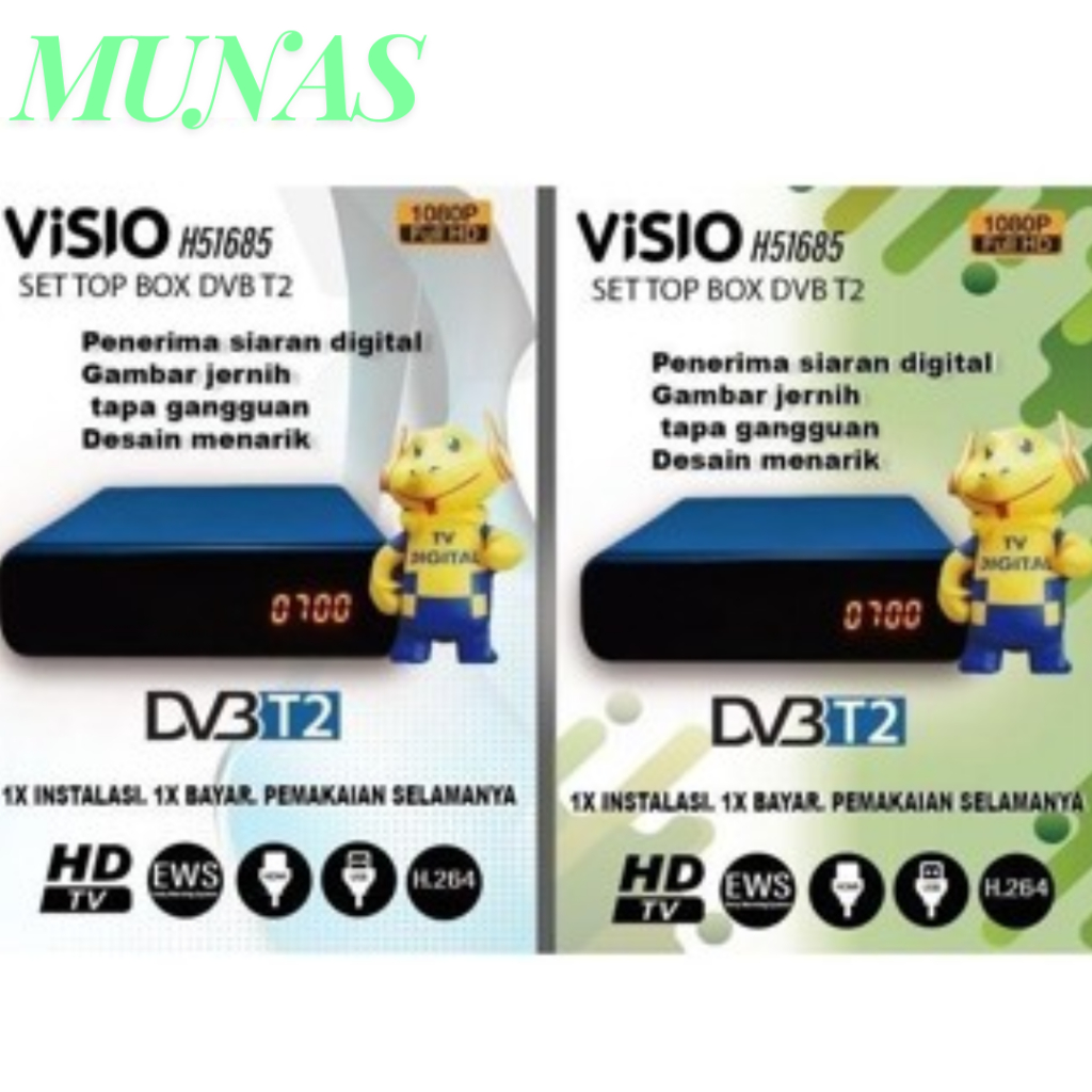 MUNAS Set Top Box STB DVB T2 Maxtron Receiver TV Tabung Analog Ke TV Digital Full HD 1080P Mini Vers
