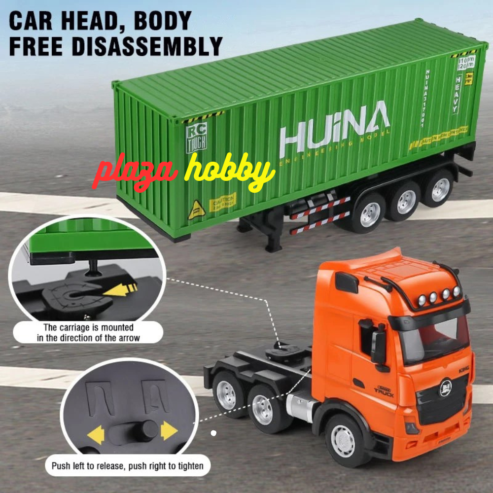 HUINA 1317 rc container trailer 9CH 2.4ghz 1:18 mainan truk alat berat