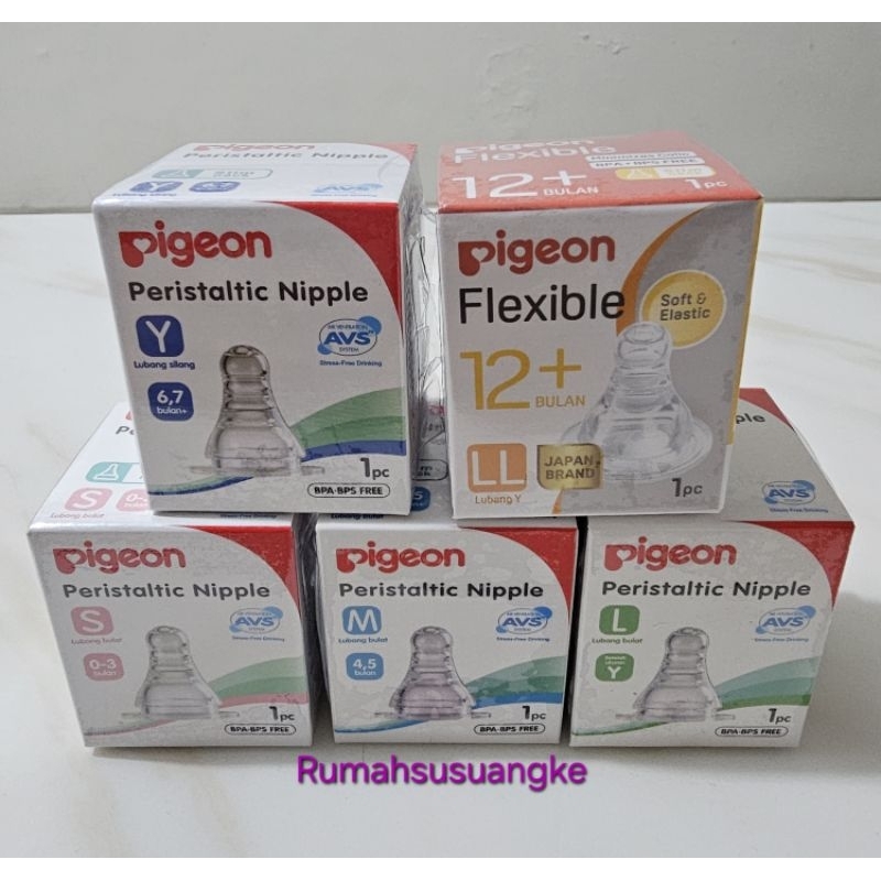 Pigeon Nipple Peristaltic Slim Neck dot ulir dengan box isi 1 pcs ukuran S,M,L,Y,LL