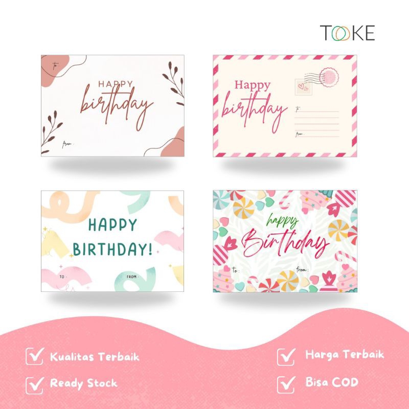 isi 10pcs kartu ucapan happy birthday/kartu ucapan ulang tahun/kartu ucapan aesthetic
