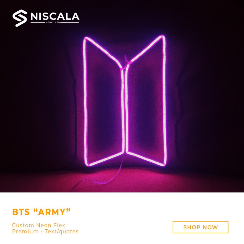 Neon flex sign Logo BTS "ARMY" /custom/Neon sign/Dekorasi/Lampu hias