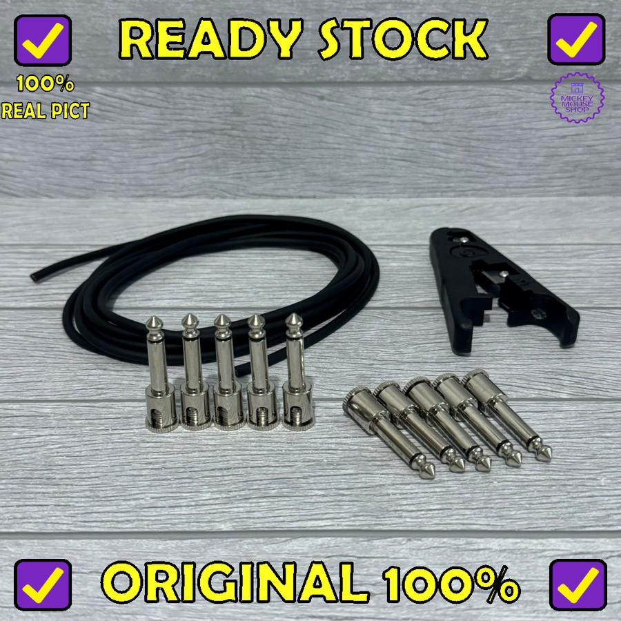 Solderless Kit Kabel Jack Akai 6.35mm 6.5mm Pedal Board Efek Gitar Bass Low Noise Pedalboard Cable L
