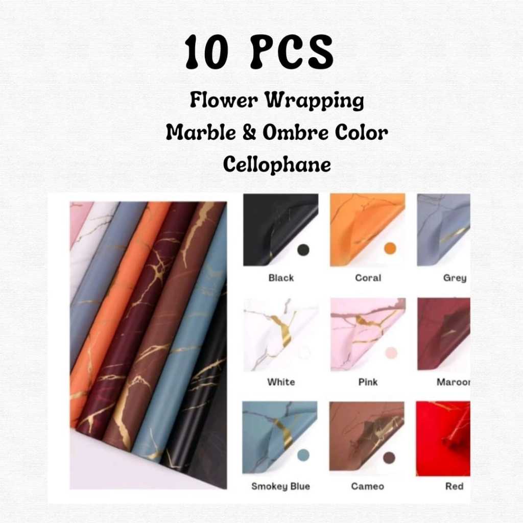 

[10 PCS] Flower Wrapping Marble & Ombre Color Cellophane Kertas Buket Bunga