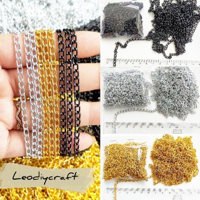 5Meter Rantai Aluminium 5mm - rantai hitam - rantai Emas - rantai Perak - rantai MURAH