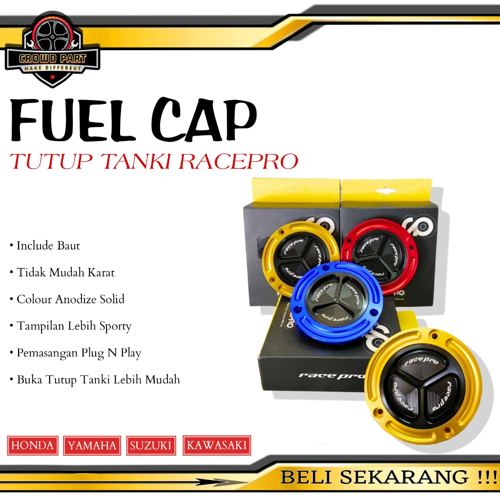 Fuel Cap Racepro V2 Yamaha R15 R25 CBR GSX Racing Fuelcap Tutup Tanki Race Pro Full cap SPINNER HUGG