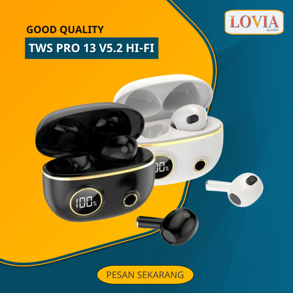 Headset Bluetooth V5.2 TWS Pro 13 Hi-fi Sound Stereo