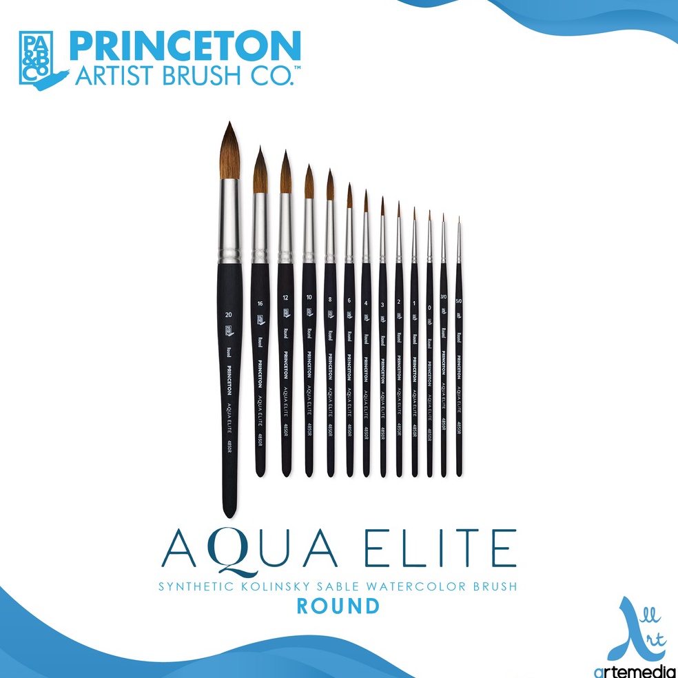 

Princeton Aqua Elite 485R Round Synthetic Watercolor Brush Short Handle ART B6D1