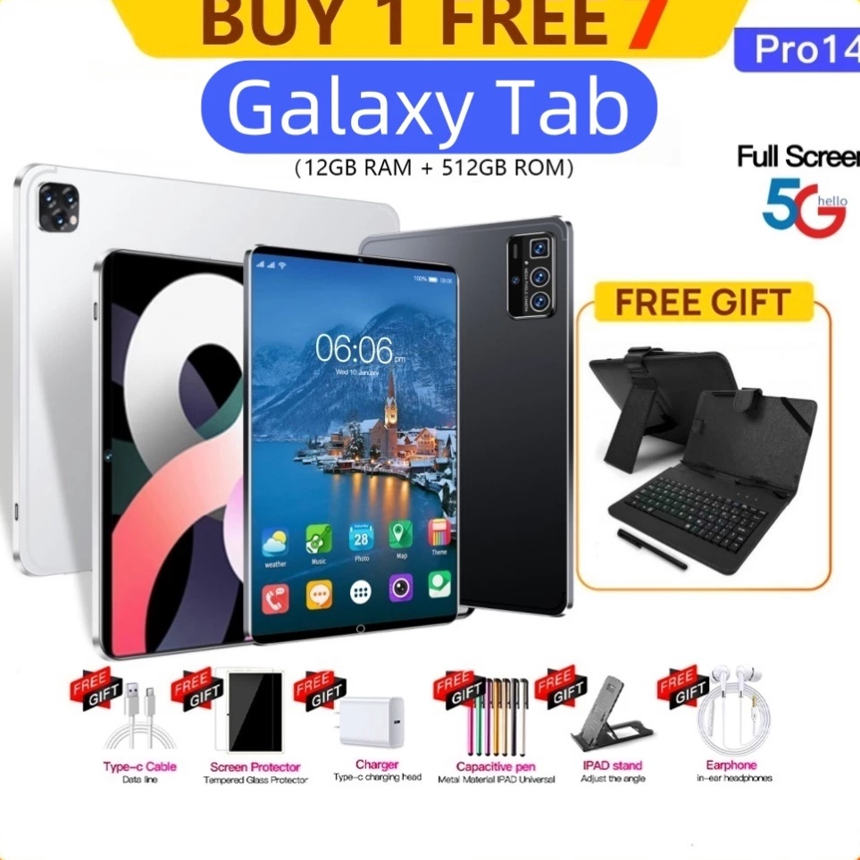Cekout sekarang Tablet PC Asli Baru Galaxy Tab Pro14 12GB512GB Tablet Android 12inch layar definisi 