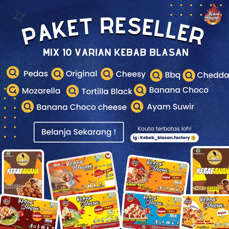 

[Paket Reseller] kebab mini frozen MIX 10 varian kebab blasan