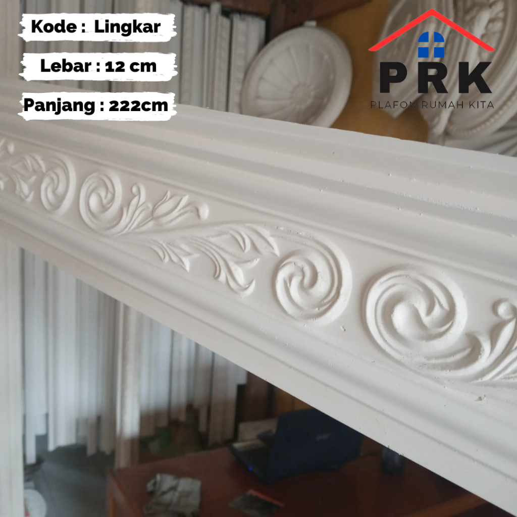 Lis List Gypsum Gipsum Motif Lingkar lebar 12,5cm Plafon ornament dekoratif untuk Interior Plafond h