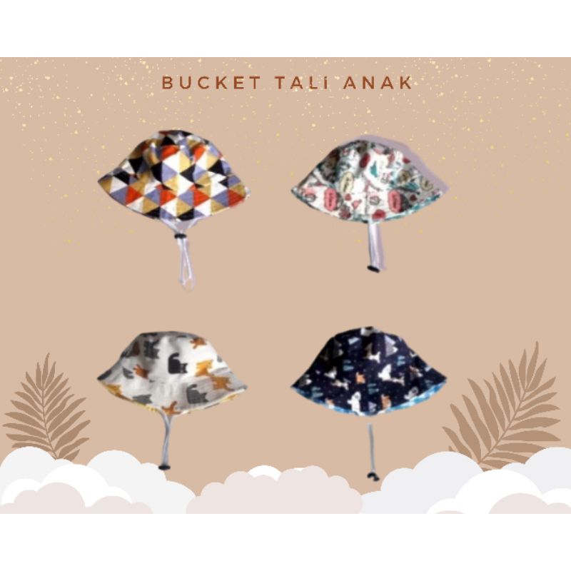 Topi bucket hat anak tali unisex || Bucket hat || Bucket hat tali lucu