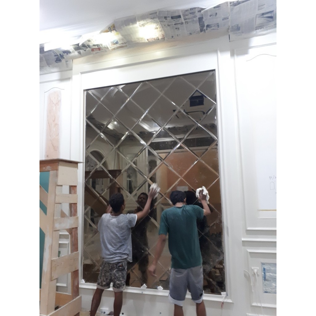 Cermin Moulding cermin bevel tempel dinding moulding ruang tamu free lem sealent