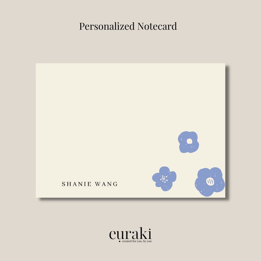 

A6 Personalized Notecard - Water Color Flower Card Design (Set of 8)