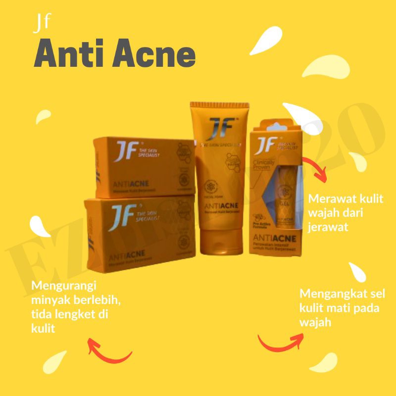 JF Anti Acne Facial Foam 70ml,bar 65gr, bar 90gr, gel 10gr