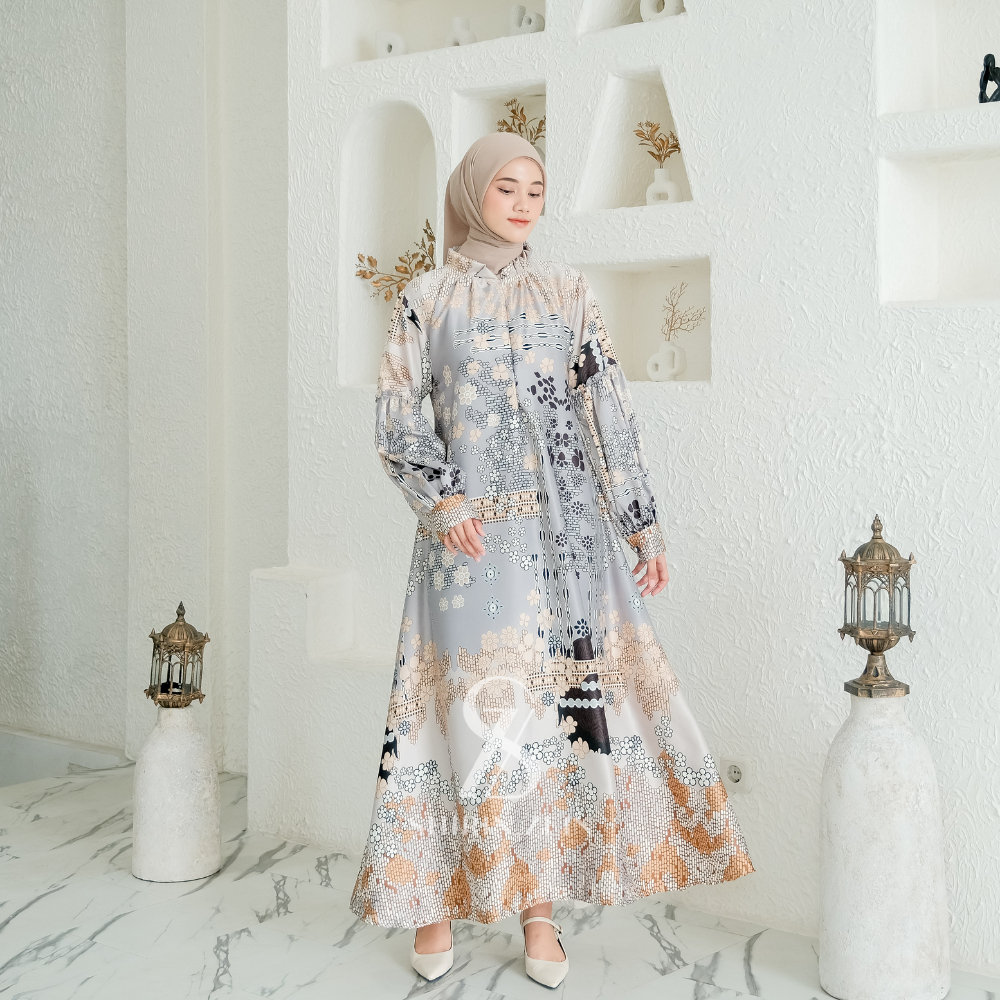 ShirinZein - Gamis Khansa Bahan Sliky Size S - 3XL Kondangan Pesta Simple Mewah Elegan Terbaru 2024-2