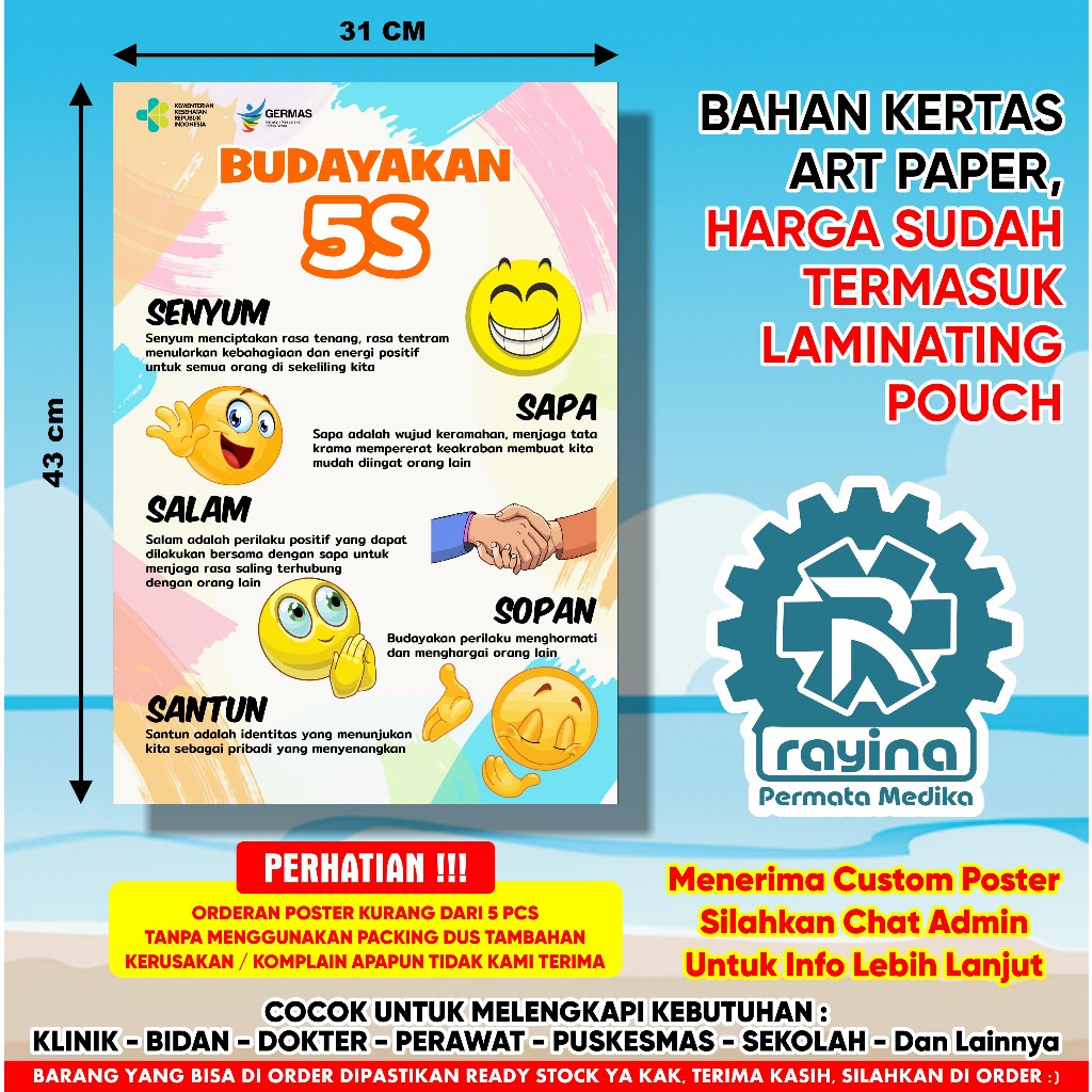 Poster Budayakan 5S (Senyum Sapa Salam Sopa Santun)