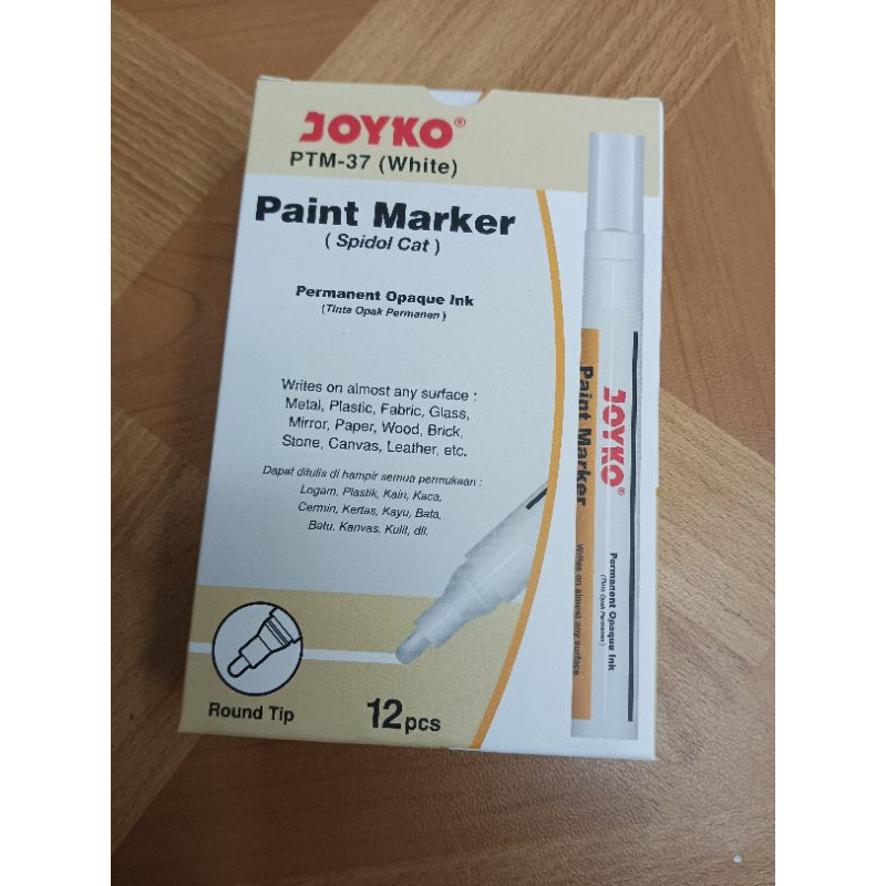 

spidol permanent paint marker joyko.ptm.37white.isi12pcs