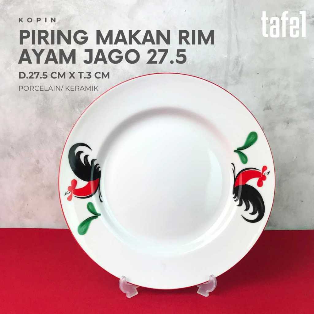 KOPIN Piring Makan Keramik Ayam Jago RIM 27.5 cm
