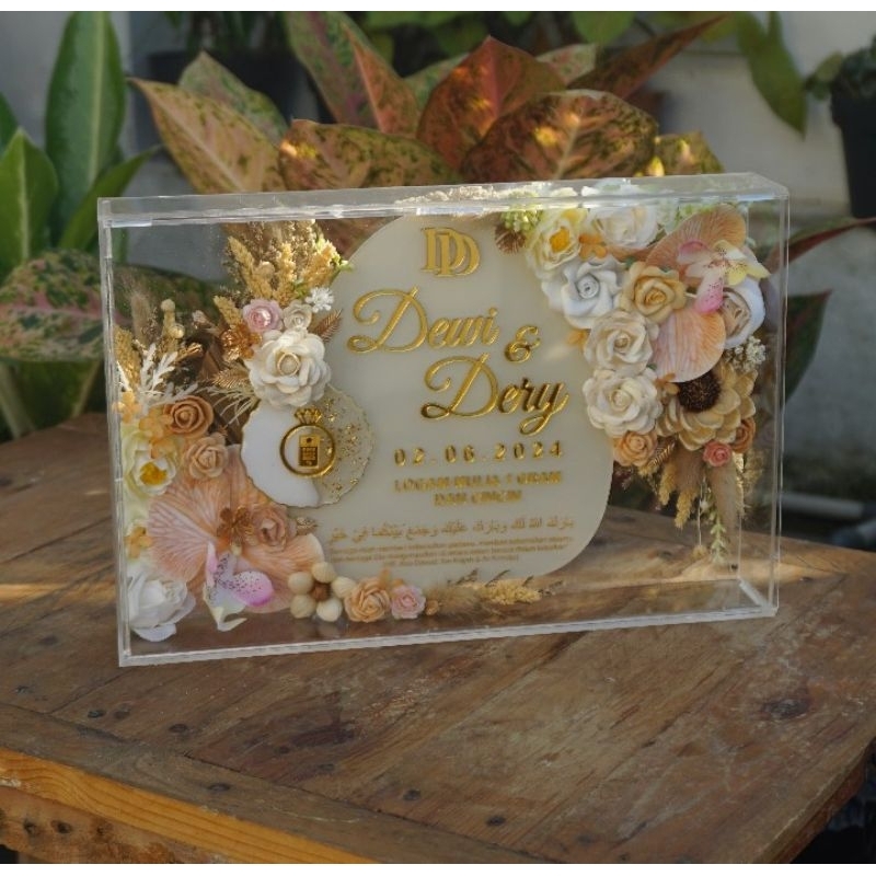 Mahar frame akrilik / Mahar pernikahan / Mahar estetik / Mahar jam dinding