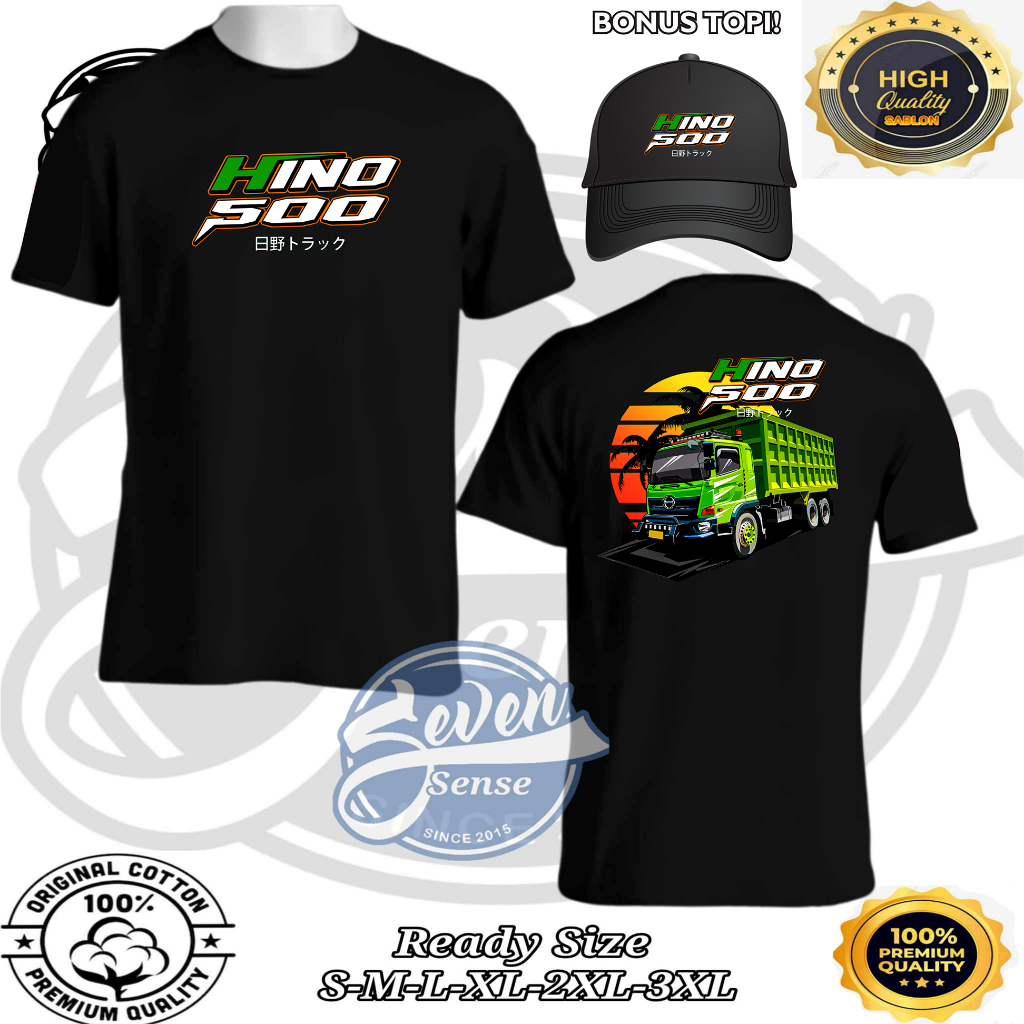 KAOS DUMP TRUCK HINO 500 BONUS TOPI VARCITY APPAREL