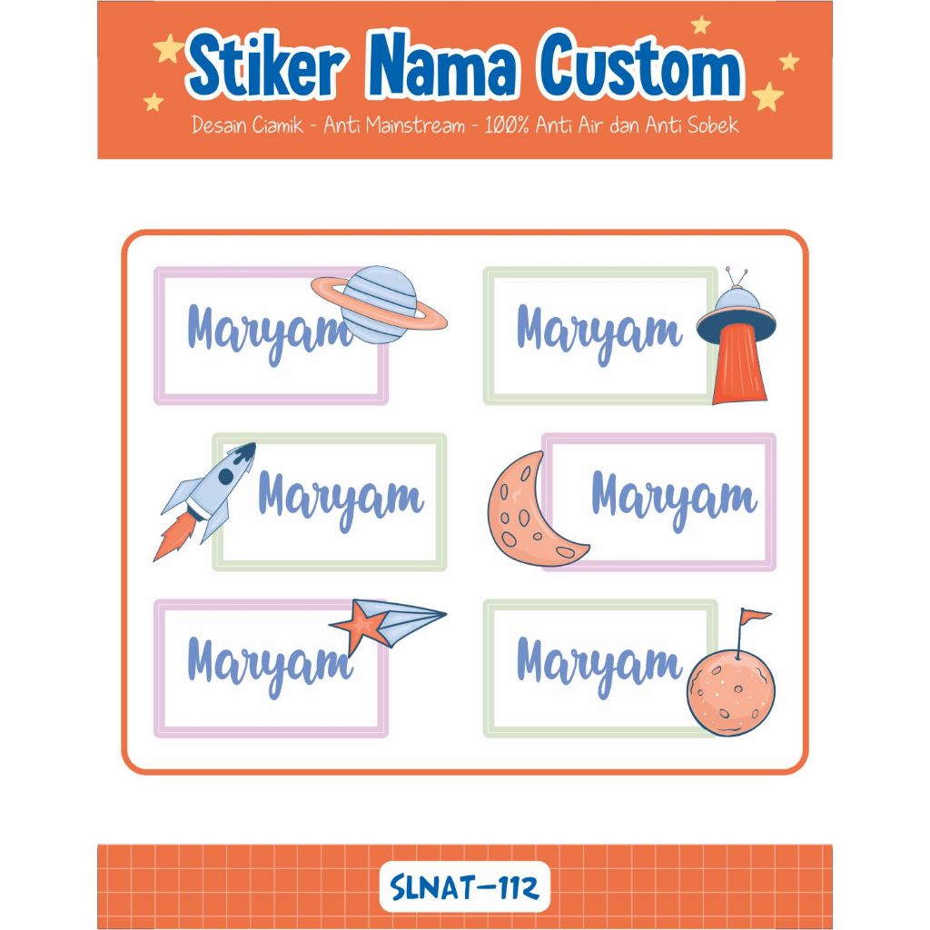 

Infinity Label Stiker Nama Anak Tas Sepatu Buku Sekolah Baju Botol SLNAT-112 Desain Anti Mainstream 2x4cm Waterproof 42pcs