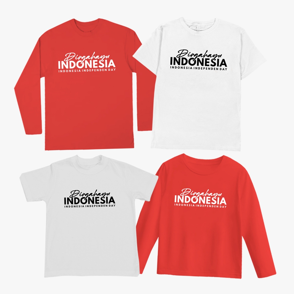Kaos Couple Family HUT RI / Baju Couple Keluarga Agustusan Indonesia Merdeka Dirgahayu Independence 