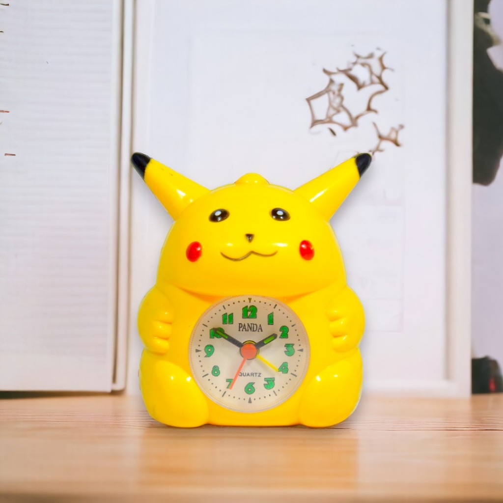 Jam Weker Anak Karakter Pikachu Alarm Melody Warna Kuning Panda D129
