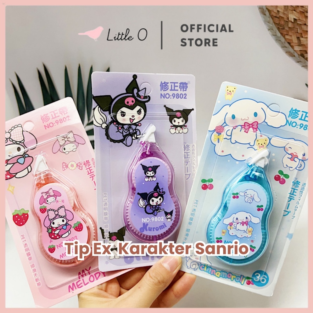 Sanrio Correction Pen Tape Tipe X Kertas Pita Label Roll Tipex Sekolah Tip Ex Kering