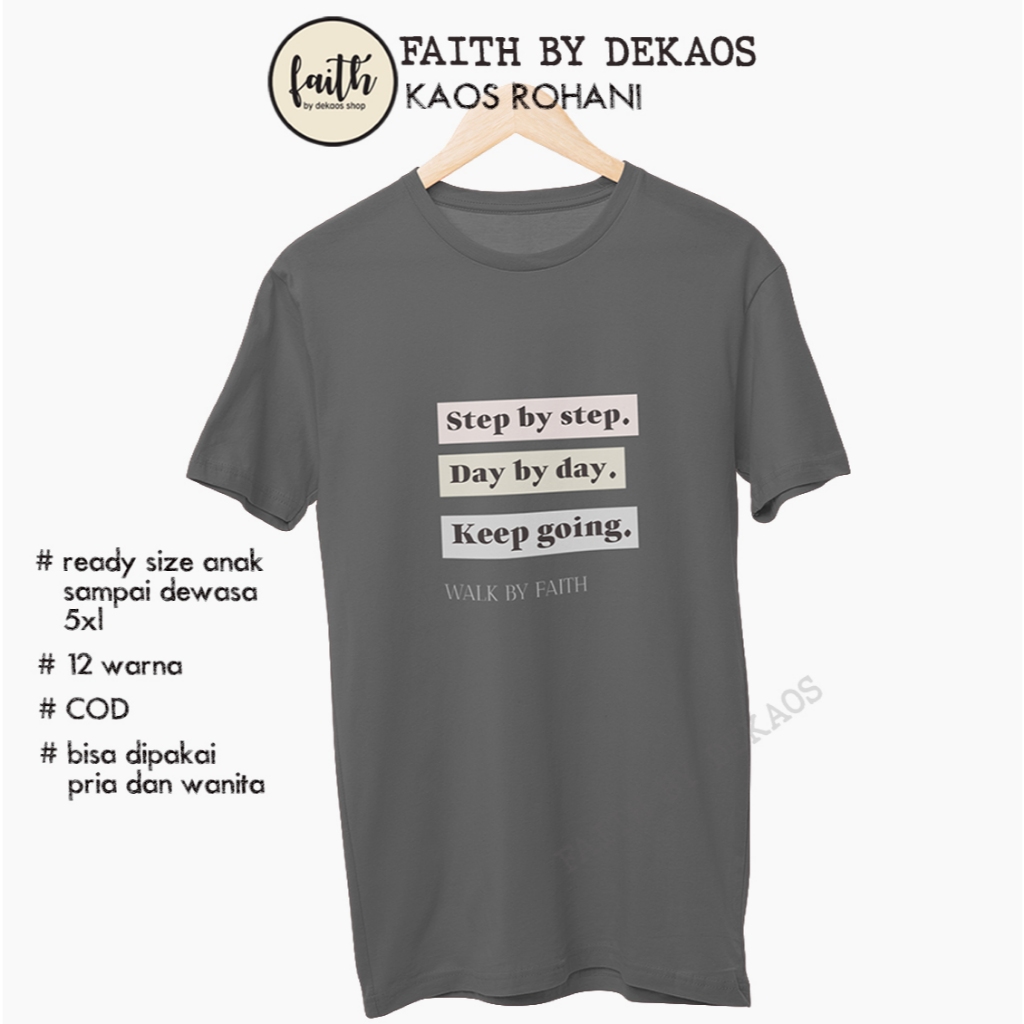 FAITH BY DEKAOS kaos rohani kristen katolik pria wanita anak terbaru baju rohani walk by faith 2948