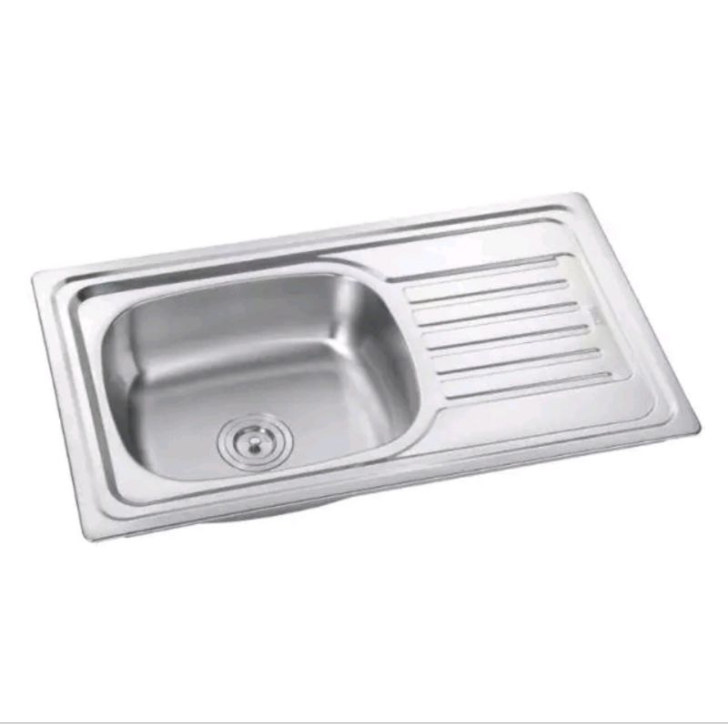 [Sink Wastafel] Bak Cuci Piring Stainless 1 Lubang Tebal 96x40x14 cm Nagoya Kitchen Sink Sayap