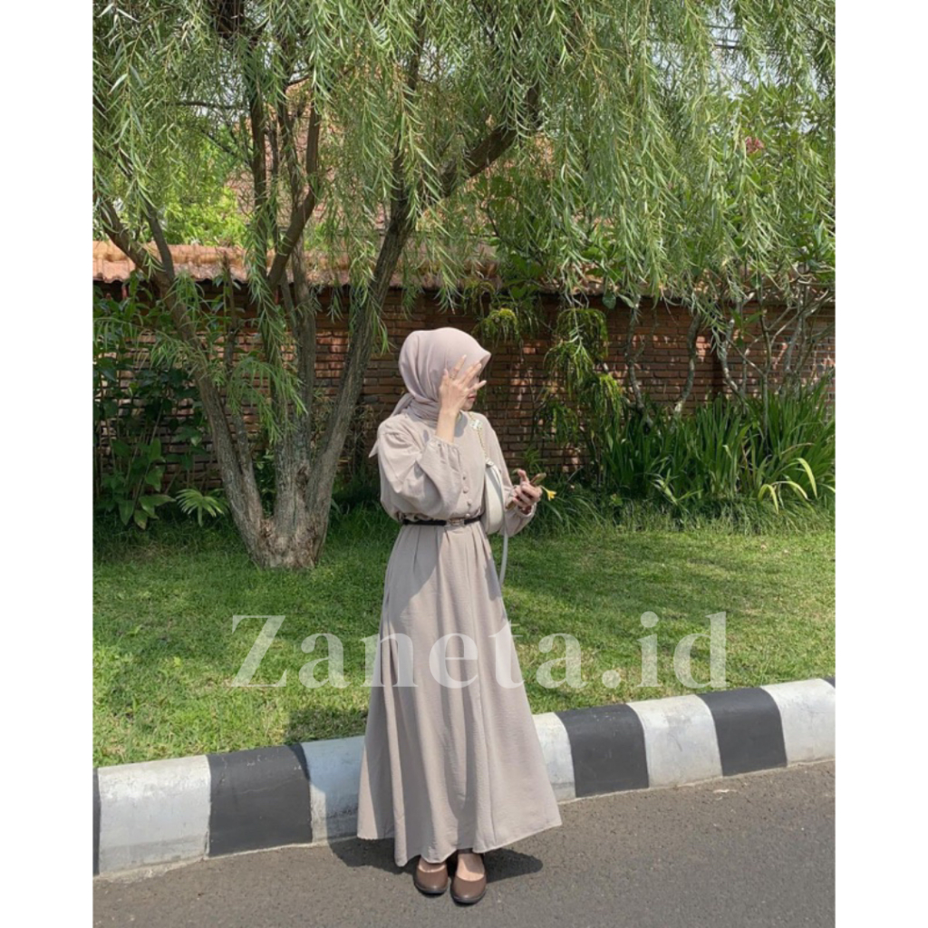 Gamis ALESSA Gaun Baju Wanita A Line Bodycon Maxi Casual Style Dres Gamis Korean Lengan Panjang/pend
