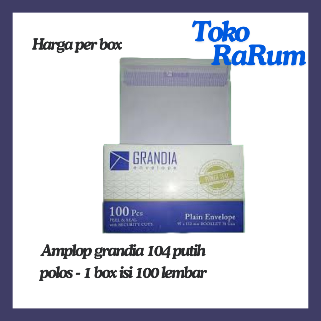 

Amplop grandia 104 putih polos - Harga per box - 1 box isi 100 lembar